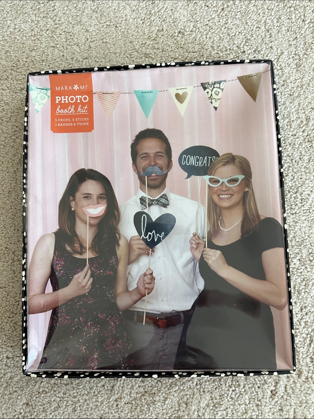 Pink Photo Booth Props Kit - Party Banner & Assorted Pink Props
